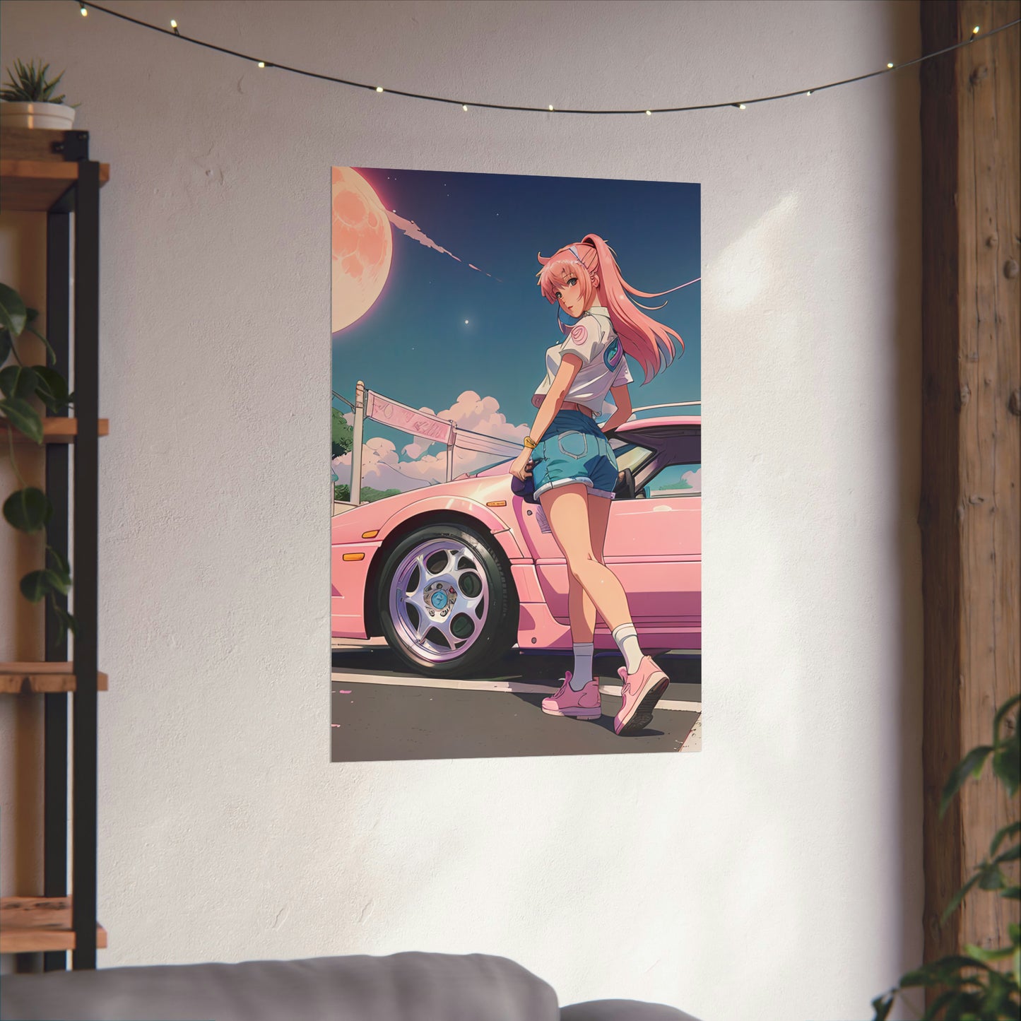 Premium Matte Vertical Poster - 90s Anime Girl Drifter