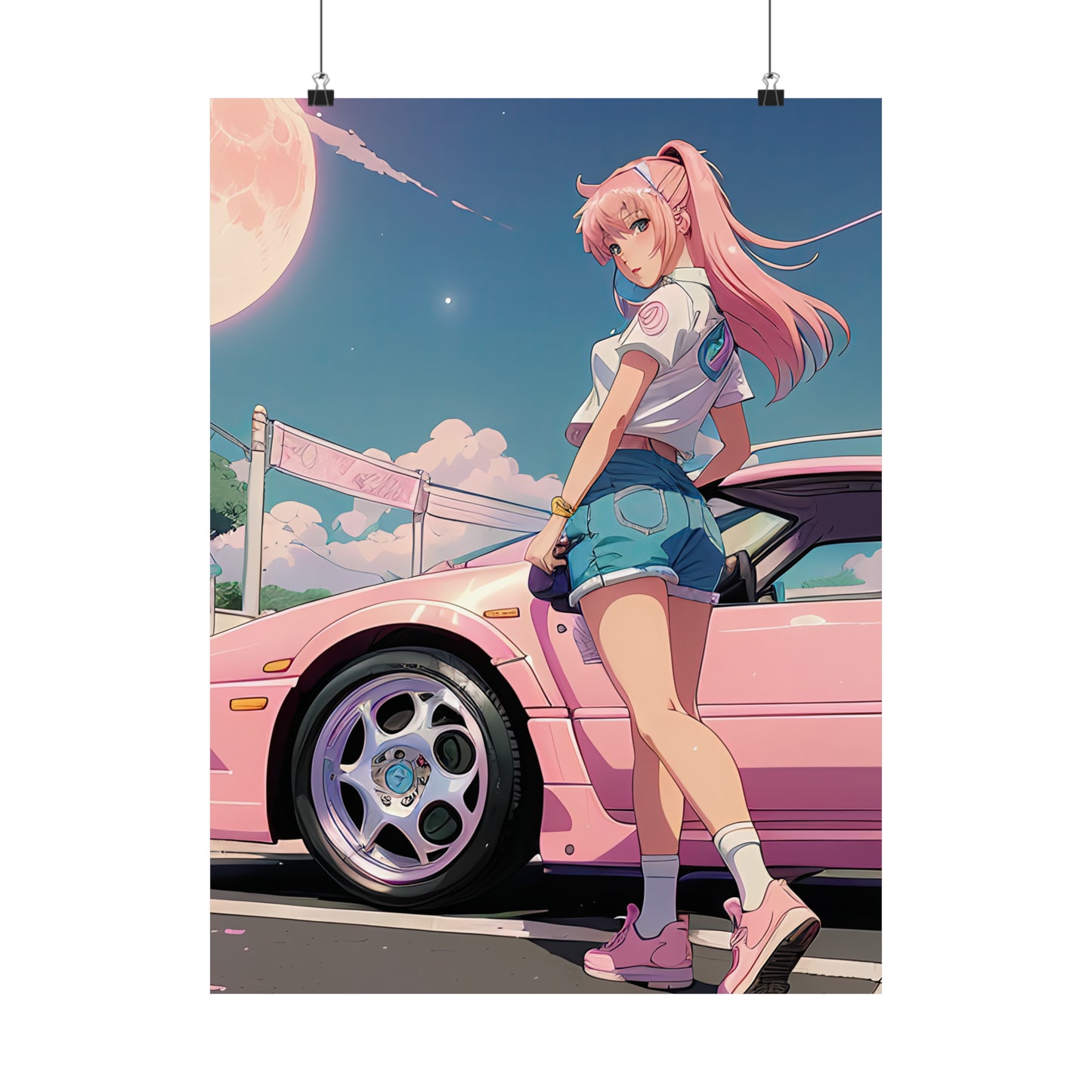 Premium Matte Vertical Poster - 90s Anime Girl Drifter