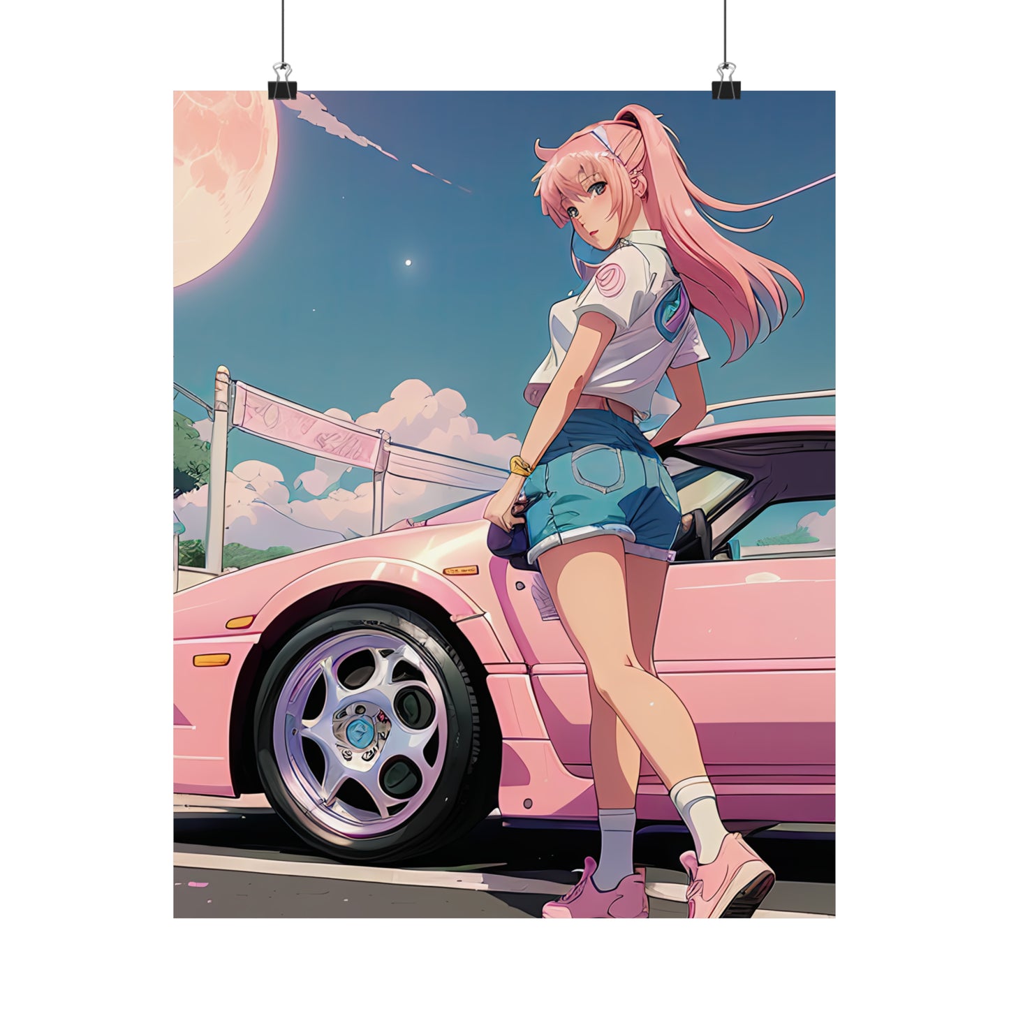 Premium Matte Vertical Poster - 90s Anime Girl Drifter