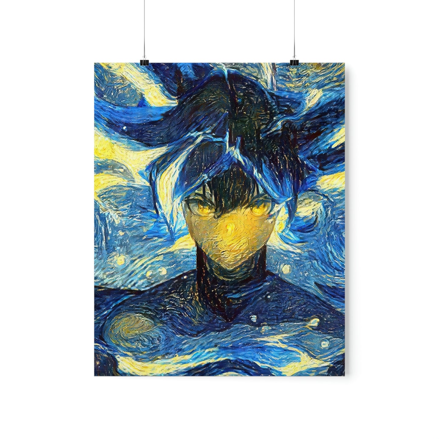 Premium Matte Vertical Poster - Anime Guy with Starry Night