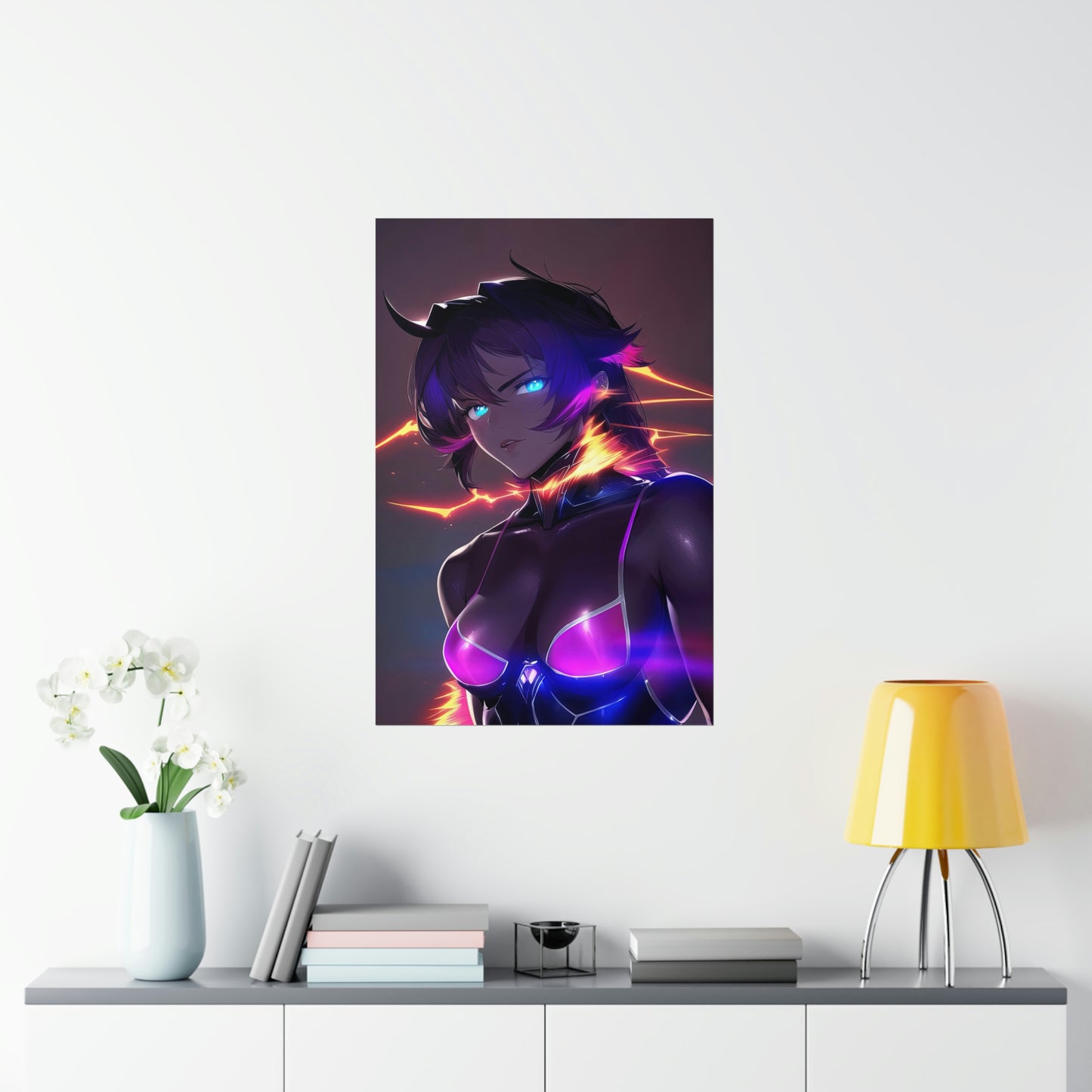 Premium Matte Vertical Poster - Glowing Anime Woman