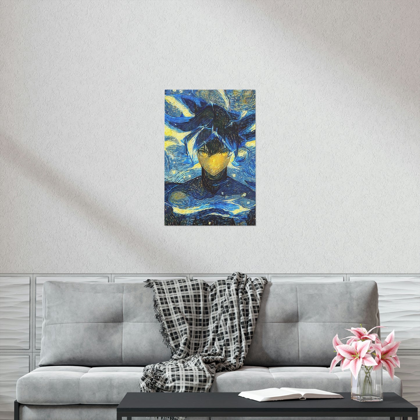 Premium Matte Vertical Poster - Anime Guy with Starry Night