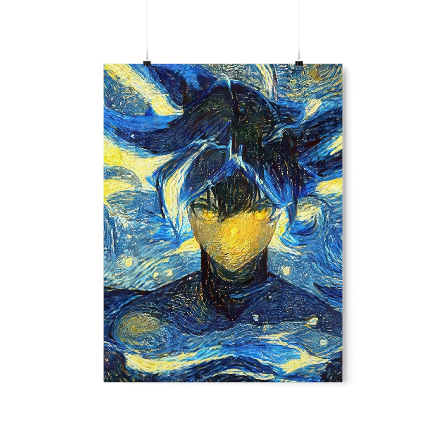 Premium Matte Vertical Poster - Anime Guy with Starry Night