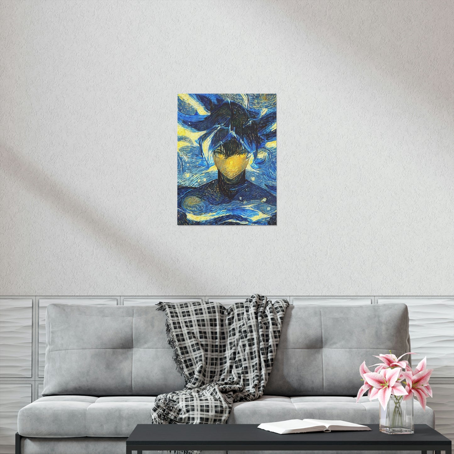 Premium Matte Vertical Poster - Anime Guy with Starry Night