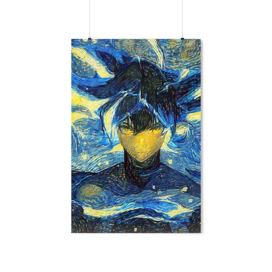 Premium Matte Vertical Poster - Anime Guy with Starry Night